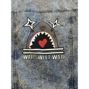 War Sweet War Graphic Women's Denim Blue Jean Streetwear Jacket Medium No Tag